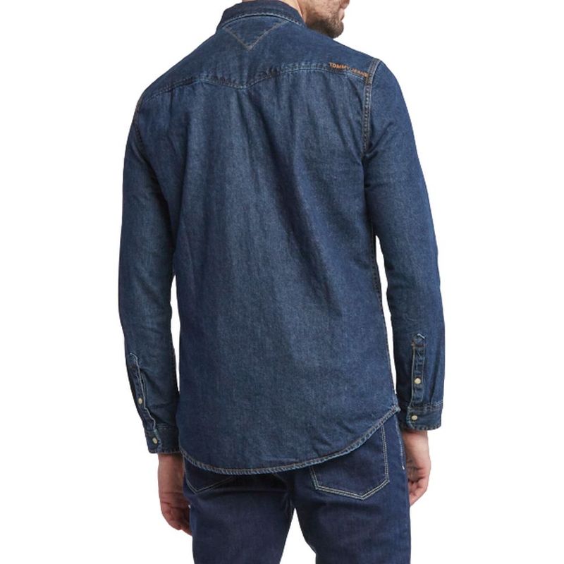 Fashion, accesorii si bijuterii - Barbati - Imbracaminte - Camasi barbati - Camasa de blugi Tommy Jeans Western DM0DM12313, XL INTL, Bleumarin - Infinity.ro