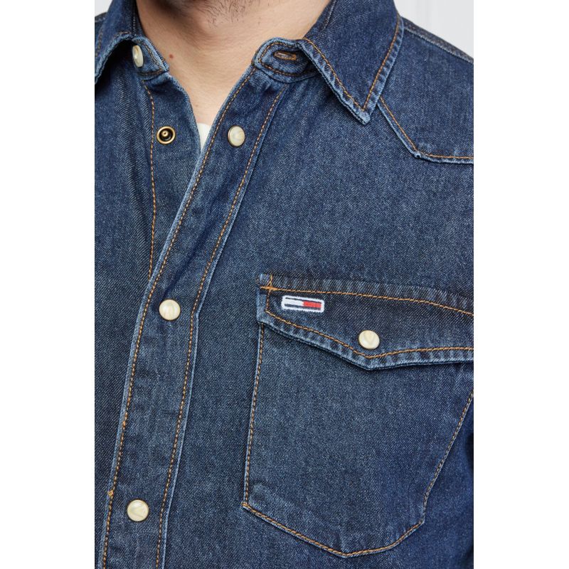 Fashion, accesorii si bijuterii - Barbati - Imbracaminte - Camasi barbati - Camasa de blugi Tommy Jeans Western DM0DM12313, XL INTL, Bleumarin - Infinity.ro