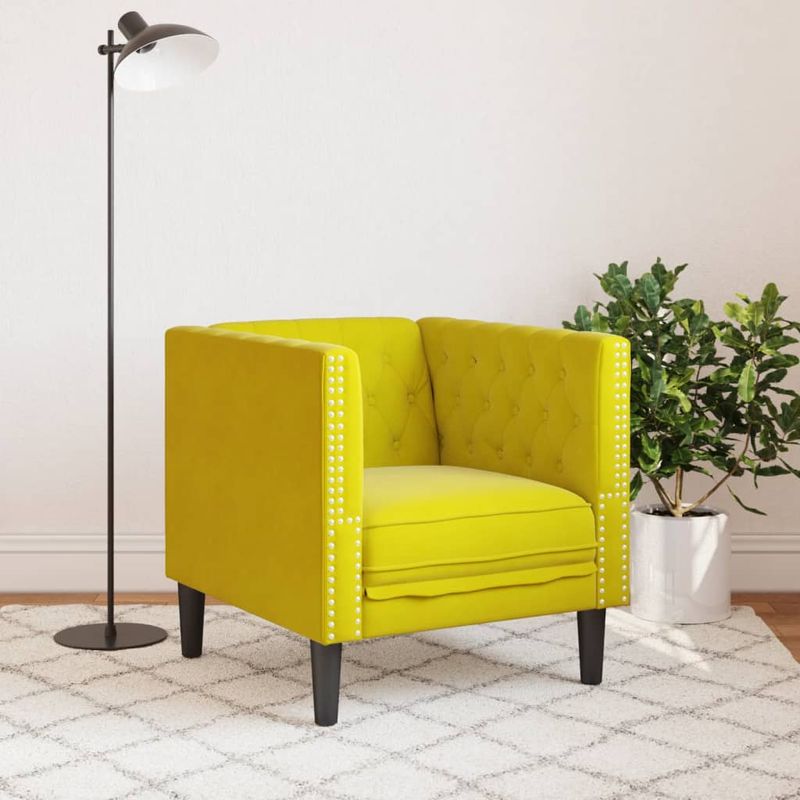 Casa si Gradina - Mobilier - Scaune si fotolii - Fotolii - Fotoliu Chesterfield, galben, catifea - Infinity.ro