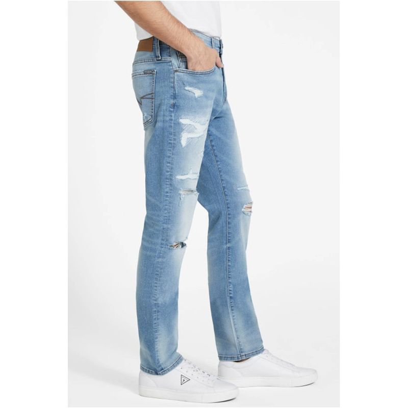 Fashion, accesorii si bijuterii - Barbati - Imbracaminte - Pantaloni barbati - Blugi barbati Guess  Factory Eco Ezra Destroyed X4G144, W34-L32 US, Albastru - Infinity.ro