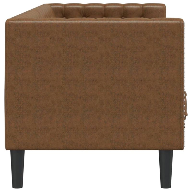 Casa si Gradina - Mobilier - Canapele si coltare - Canapele - Canapea Chesterfield cu perne/3 locuri maro piele intoarsa eco. - Infinity.ro