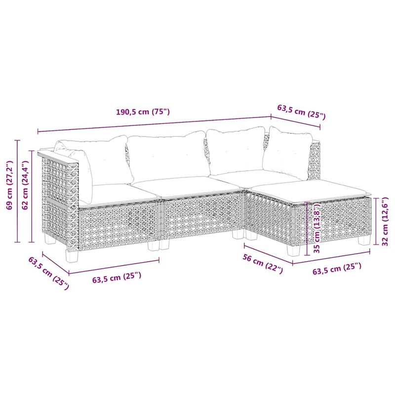 Casa si Gradina - Gradina si terasa - Mobilier exterior - Seturi mobila gradina - Set canapele de gradina, 4 piese, cu perne, bej, poliratan - Infinity.ro