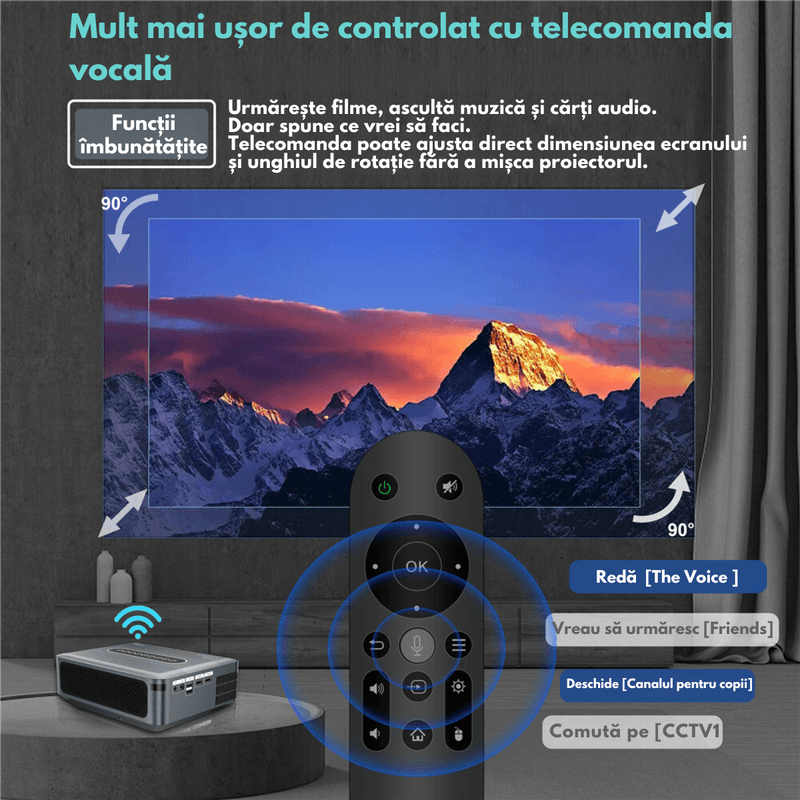 TV, Audio-Video si Foto - Videoproiectoare si accesorii - Videoproiectoare - Videoproiector portabil Full HD, Android 9.0 Wi-Fi & Bluetooth, 12 000 Lumeni, Rezolutie 1920x1080 HD, Suport 4K/8K - Infinity.ro