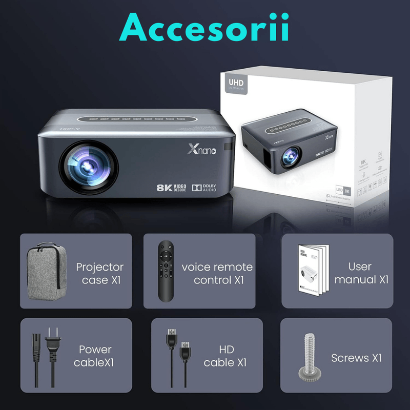 TV, Audio-Video si Foto - Videoproiectoare si accesorii - Videoproiectoare - Videoproiector portabil Full HD, Android 9.0 Wi-Fi & Bluetooth, 12 000 Lumeni, Rezolutie 1920x1080 HD, Suport 4K/8K - Infinity.ro