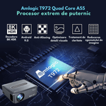 TV, Audio-Video si Foto - Videoproiectoare si accesorii - Videoproiectoare - Videoproiector portabil Full HD, Android 9.0 Wi-Fi & Bluetooth, 12 000 Lumeni, Rezolutie 1920x1080 HD, Suport 4K/8K - Infinity.ro