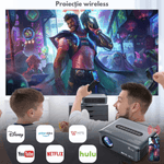 TV, Audio-Video si Foto - Videoproiectoare si accesorii - Videoproiectoare - Videoproiector portabil Full HD, Android 9.0 Wi-Fi & Bluetooth, 12 000 Lumeni, Rezolutie 1920x1080 HD, Suport 4K/8K - Infinity.ro