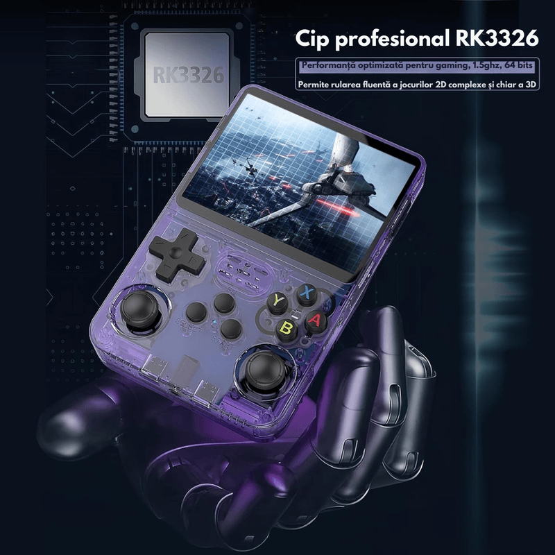 PC, gaming si accesorii - Gaming - Console gaming - Consola Gaming portabila cu 15.000+ Jocuri Clasice, Ecran HD 3.5'', 128GB Stocare, Joystick-uri 3D, Multiplayer Wireless - Infinity.ro