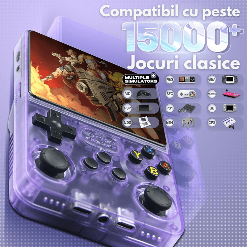 PC, gaming si accesorii - Gaming - Console gaming - Consola Gaming portabila cu 15.000+ Jocuri Clasice, Ecran HD 3.5'', 128GB Stocare, Joystick-uri 3D, Multiplayer Wireless - Infinity.ro