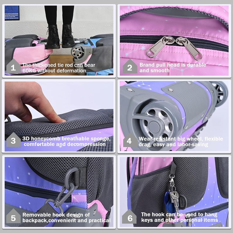 Sport si Outdoor - Articole de voiaj - Rucsacuri - Ghiozdan Troler Multifunctional cu Rotile, Rucsac de Capacitate Mare, Pentru Fete si Baieti, Ideal pentru Scoala - Infinity.ro