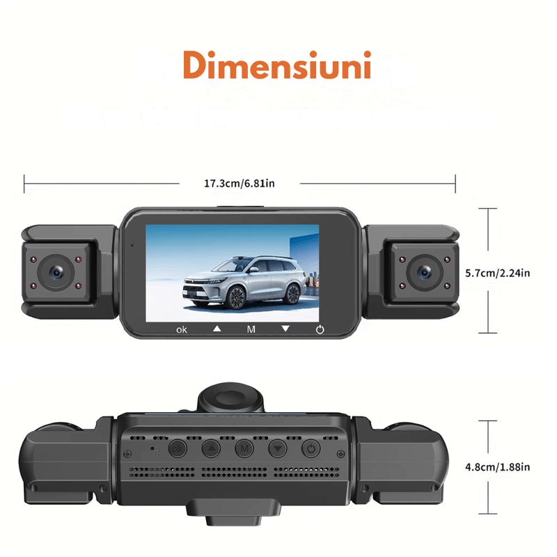 Auto si Moto - Electronice auto - Camere auto si DVR - Camera de bord pentru masina cu 4 canale 360°–FHD 1080P, WIFI+GPS, Monitorizare PARCARE 24h, G-Senzor, Aplicatie Telefon - Infinity.ro