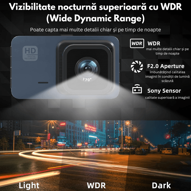 Auto si Moto - Electronice auto - Camere auto si DVR - Camera Auto Dubla de bord 4k - Full HD, WIFI+ GPS, G-Senzor Reglabil, Aplicatie pe Telefon, Night Vision, Loop Recording - Infinity.ro