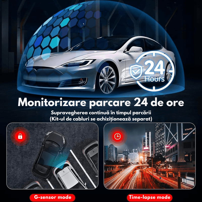 Auto si Moto - Electronice auto - Camere auto si DVR - Camera Auto Dubla de bord 4k – 2160p Full HD, WIFI+GPS, G-Senzor, Aplicatie pe Telefon, Night Vision, Inregistrare bucla - Infinity.ro
