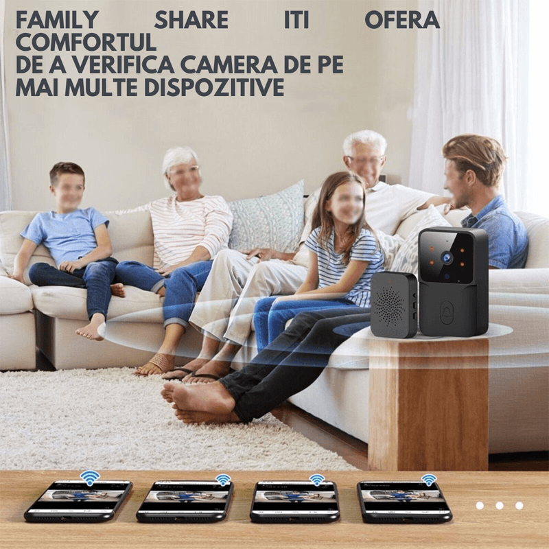 Casa si Gradina - Electrice - Accesorii electrice - Sonerii electrice - Sonerie Wireless cu Video, Interfon Smart fara fir VisionHub®, Camera Video 1080P HD cu Vedere nocturna, Impermeabila - Infinity.ro