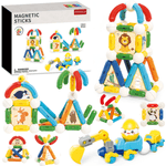 Jucarii, Copii si Bebe - Jucarii si jocuri - Seturi de constructie si cuburi - Seturi de constructie - Set Jucarii Magnetice de Constructie pentru Copii, 110 Piese STEM Educationale, Dezvoltare Creativitate si Imaginatie - Infinity.ro