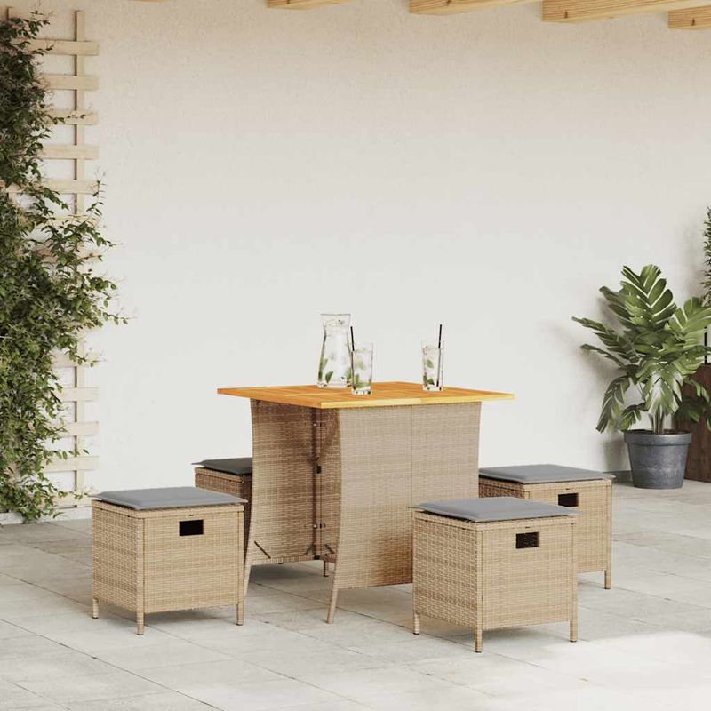 Casa si Gradina - Gradina si terasa - Mobilier exterior - Seturi mobila gradina - Set mobilier de gradina cu perne, 5 piese, bej, poliratan - Infinity.ro