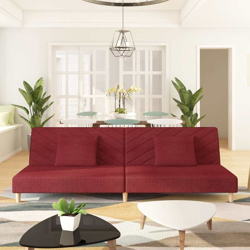 Casa si Gradina - Mobilier - Canapele si coltare - Canapele - Canapea extensibila cu 2 locuri, 2 perne, rosu vin, textil - Infinity.ro
