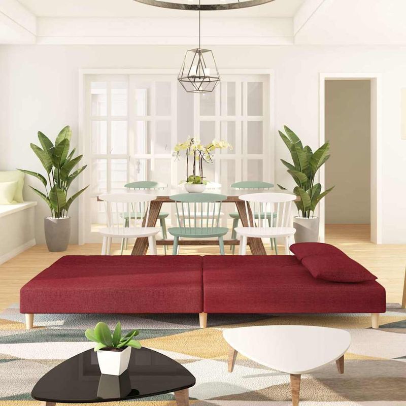 Casa si Gradina - Mobilier - Canapele si coltare - Canapele - Canapea extensibila cu 2 locuri, 2 perne, rosu vin, textil - Infinity.ro