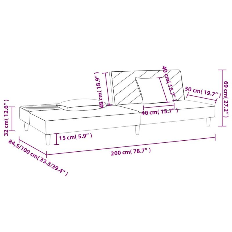 Casa si Gradina - Mobilier - Canapele si coltare - Canapele - Canapea extensibila cu 2 locuri, 2 perne, rosu vin, textil - Infinity.ro