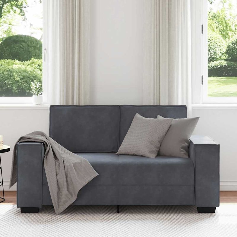 Casa si Gradina - Mobilier - Canapele si coltare - Canapele - Canapea cu 2 locuri, gri inchis, 120 cm, catifea - Infinity.ro