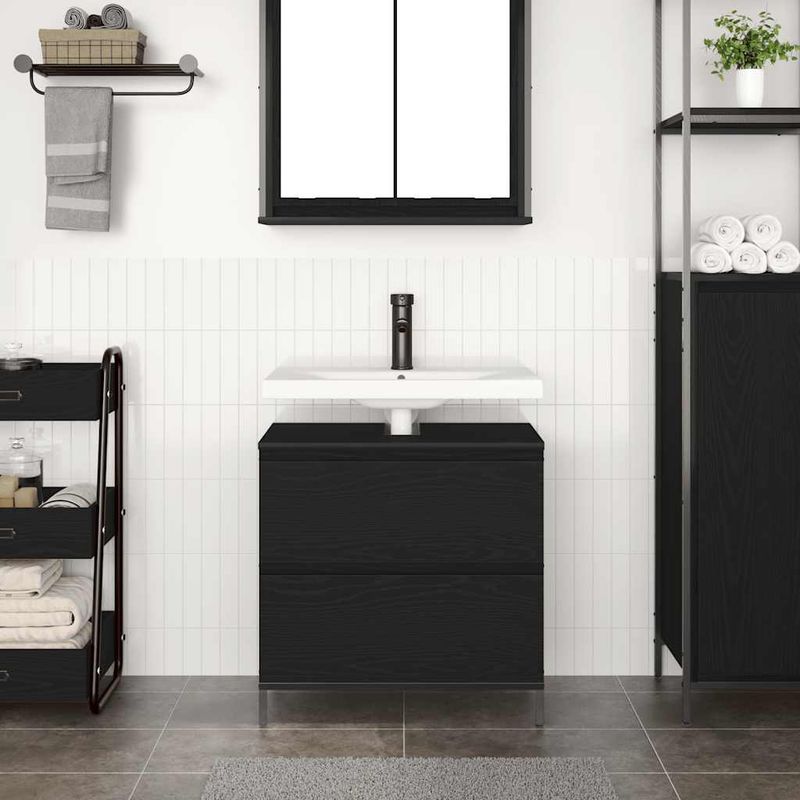 Casa si Gradina - Mobilier - Mobilier baie - Corpuri baie - Dulap pentru baie cu sertare Stejar negru 60x34,5x60 cm - Infinity.ro