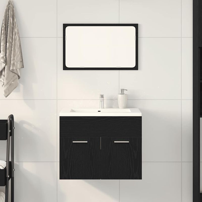 Casa si Gradina - Mobilier - Seturi de mobilier - Seturi baie - Set de mobilier de baie din 2 piese din lemn de stejar negru - Infinity.ro