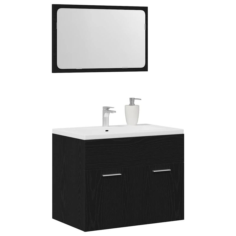 Casa si Gradina - Mobilier - Seturi de mobilier - Seturi baie - Set de mobilier de baie din 2 piese din lemn de stejar negru - Infinity.ro