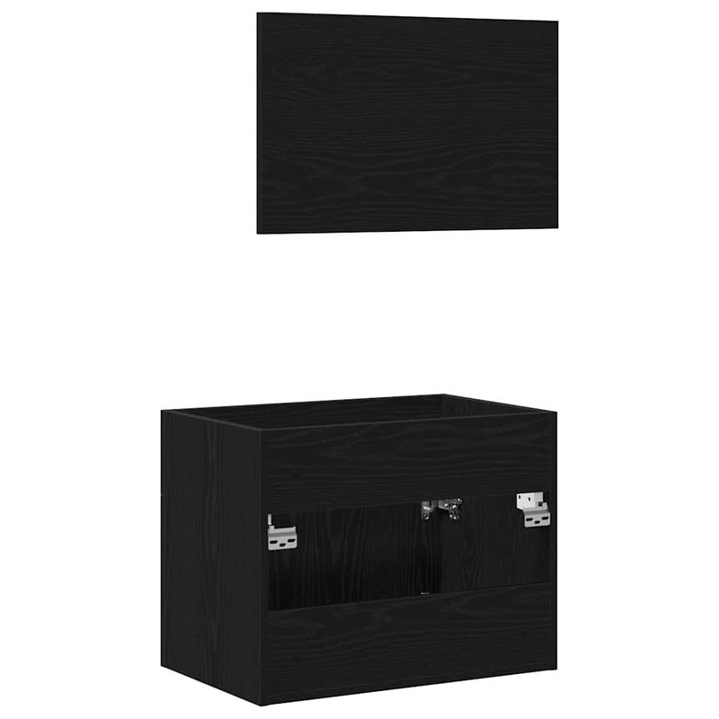 Casa si Gradina - Mobilier - Seturi de mobilier - Seturi baie - Set de mobilier de baie din 2 piese din lemn de stejar negru - Infinity.ro
