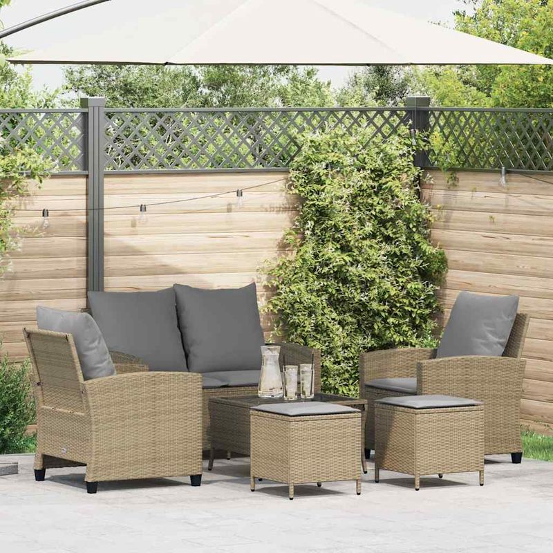 Casa si Gradina - Gradina si terasa - Mobilier exterior - Seturi mobila gradina - Set canapele de gradina cu perne, 6 piese, bej, poliratan - Infinity.ro