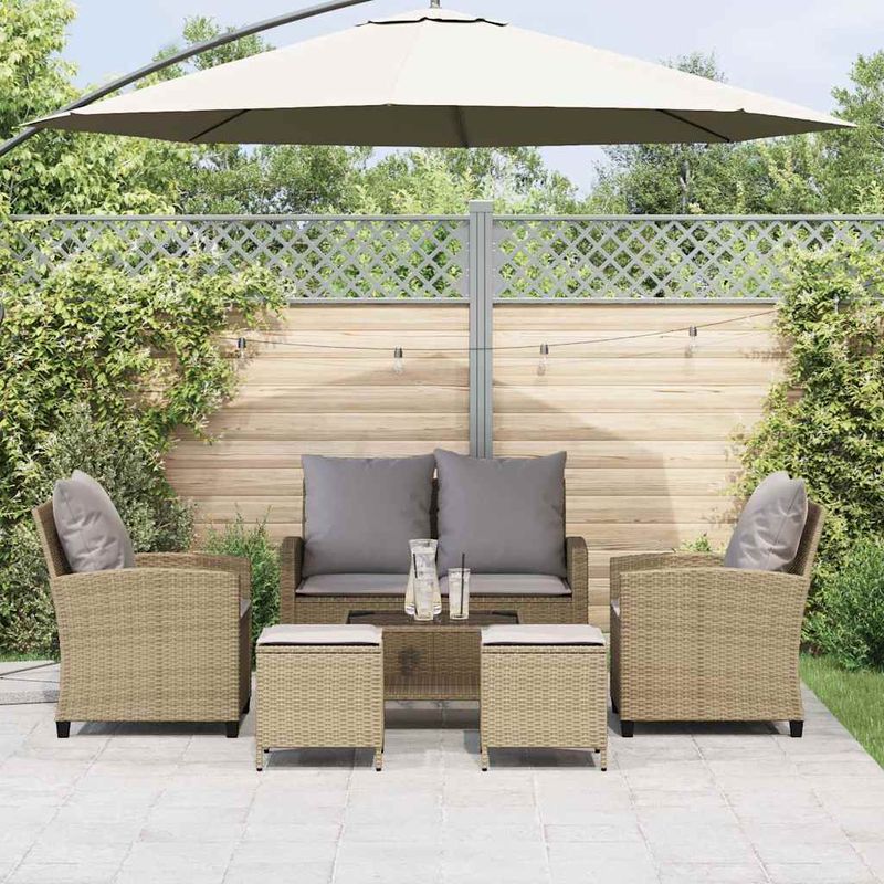 Casa si Gradina - Gradina si terasa - Mobilier exterior - Seturi mobila gradina - Set canapele de gradina cu perne, 6 piese, bej, poliratan - Infinity.ro