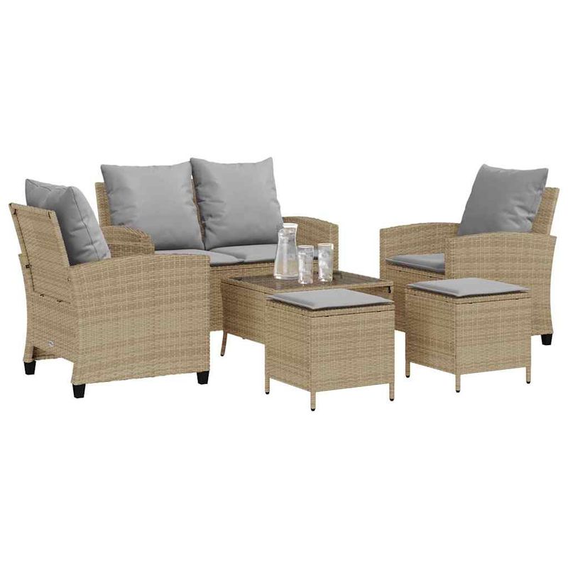 Casa si Gradina - Gradina si terasa - Mobilier exterior - Seturi mobila gradina - Set canapele de gradina cu perne, 6 piese, bej, poliratan - Infinity.ro