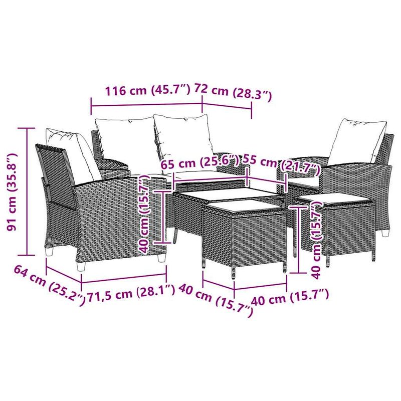 Casa si Gradina - Gradina si terasa - Mobilier exterior - Seturi mobila gradina - Set canapele de gradina cu perne, 6 piese, bej, poliratan - Infinity.ro