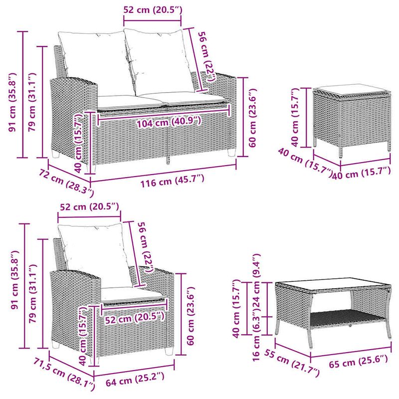 Casa si Gradina - Gradina si terasa - Mobilier exterior - Seturi mobila gradina - Set canapele de gradina cu perne, 6 piese, bej, poliratan - Infinity.ro