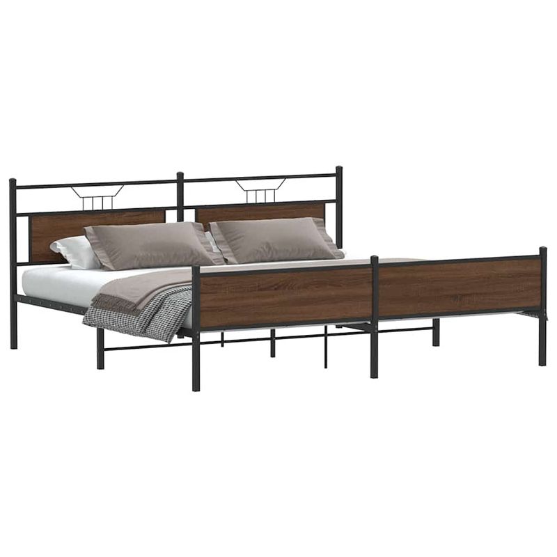 Casa si Gradina - Mobilier - Paturi si accesorii - Paturi - Cadru de pat metalic fara saltea, stejar maro, 193x203 cm - Infinity.ro