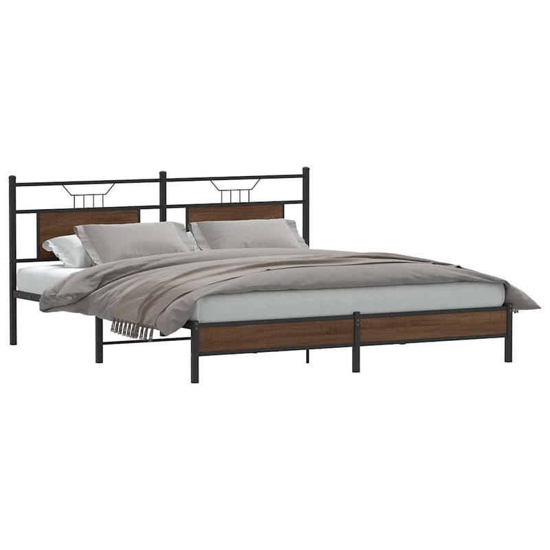 Casa si Gradina - Mobilier - Paturi si accesorii - Paturi - Cadru de pat fara saltea Stejar maro 183x203 cm Lemn prelucrat, model cu tăblie de cap și tăblie de picioare joasă - Infinity.ro