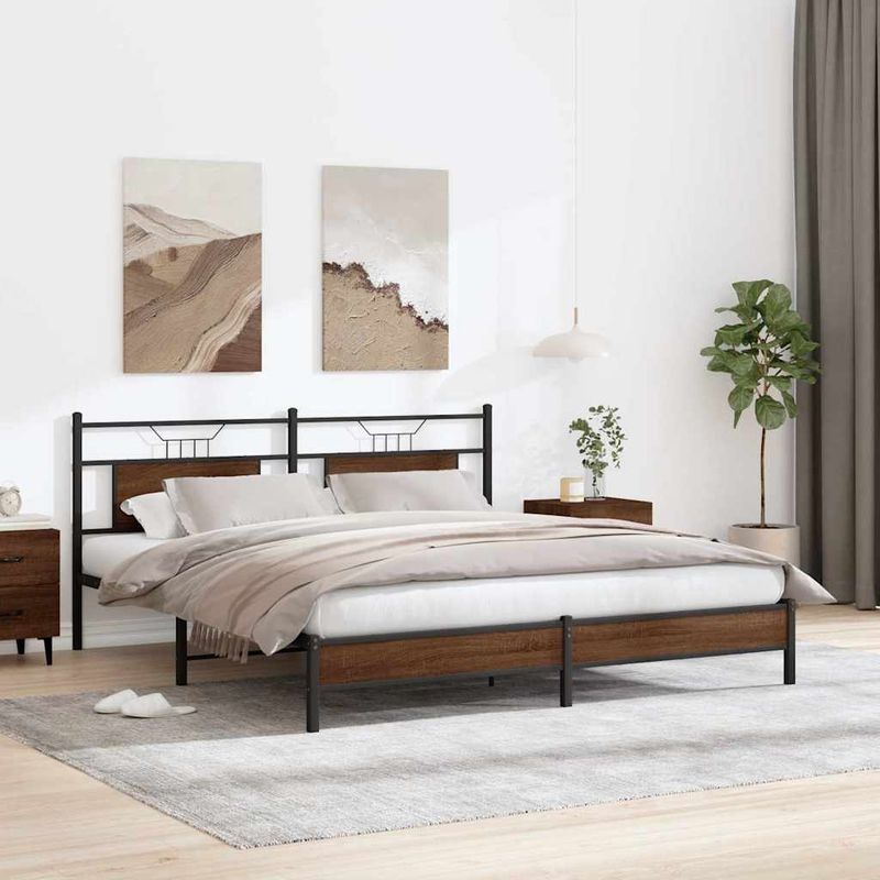 Casa si Gradina - Mobilier - Paturi si accesorii - Paturi - Cadru de pat fara saltea Stejar maro 183x203 cm Lemn prelucrat, model cu tăblie de cap și tăblie de picioare joasă - Infinity.ro