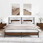 Casa si Gradina - Mobilier - Paturi si accesorii - Paturi - Cadru de pat fara saltea Stejar maro 183x203 cm Lemn prelucrat, model cu tăblie de cap și tăblie de picioare joasă - Infinity.ro