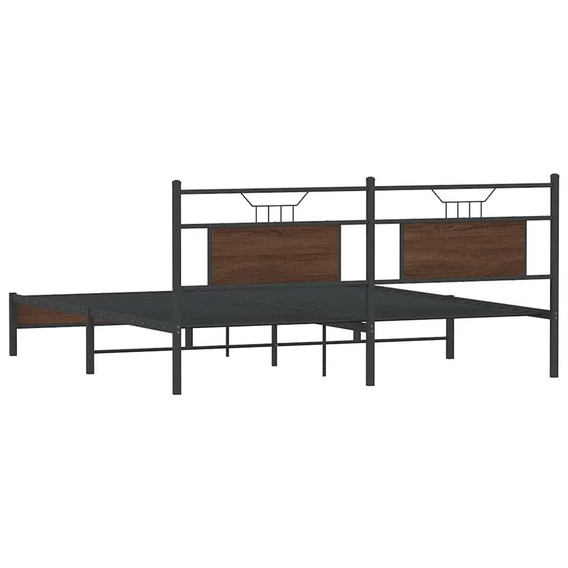 Casa si Gradina - Mobilier - Paturi si accesorii - Paturi - Cadru de pat fara saltea Stejar maro 183x203 cm Lemn prelucrat, model cu tăblie de cap și tăblie de picioare joasă - Infinity.ro