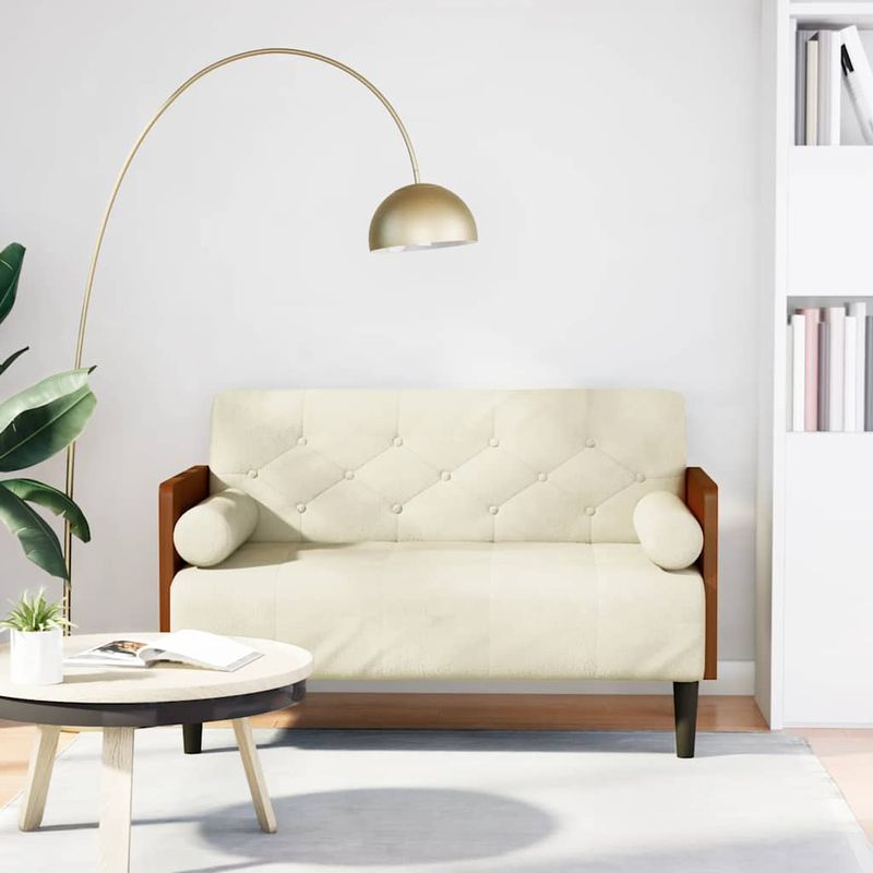 Casa si Gradina - Mobilier - Canapele si coltare - Canapele - Canapea loveseat cu perne de sustinere crem 110 cm catifea - Infinity.ro