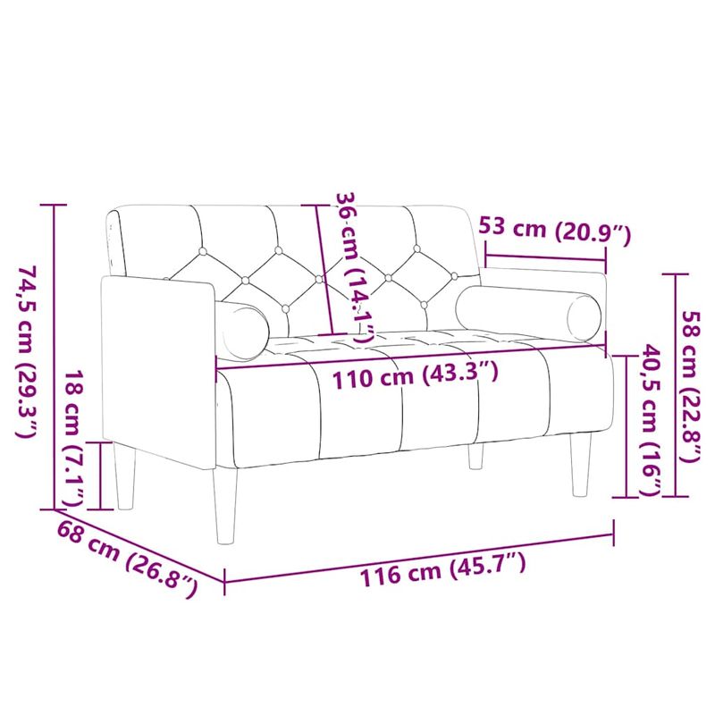 Casa si Gradina - Mobilier - Canapele si coltare - Canapele - Canapea loveseat cu perne de sustinere crem 110 cm catifea - Infinity.ro