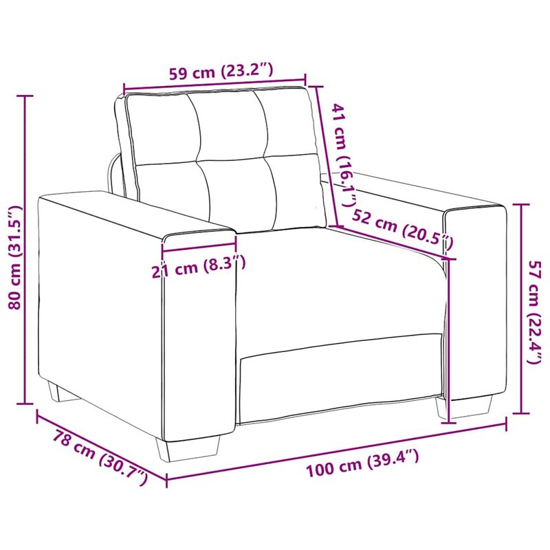 Casa si Gradina - Mobilier - Scaune si fotolii - Fotolii - Fotoliu canapea, gri deschis,59 cm, material textil - Infinity.ro