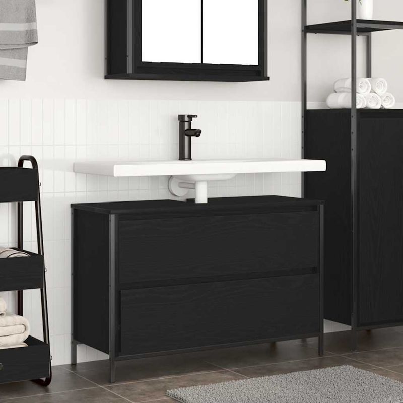 Casa si Gradina - Mobilier - Mobilier baie - Corpuri baie - Dulap pentru baie cu sertare Stejar negru 90x34,5x60 cm - Infinity.ro