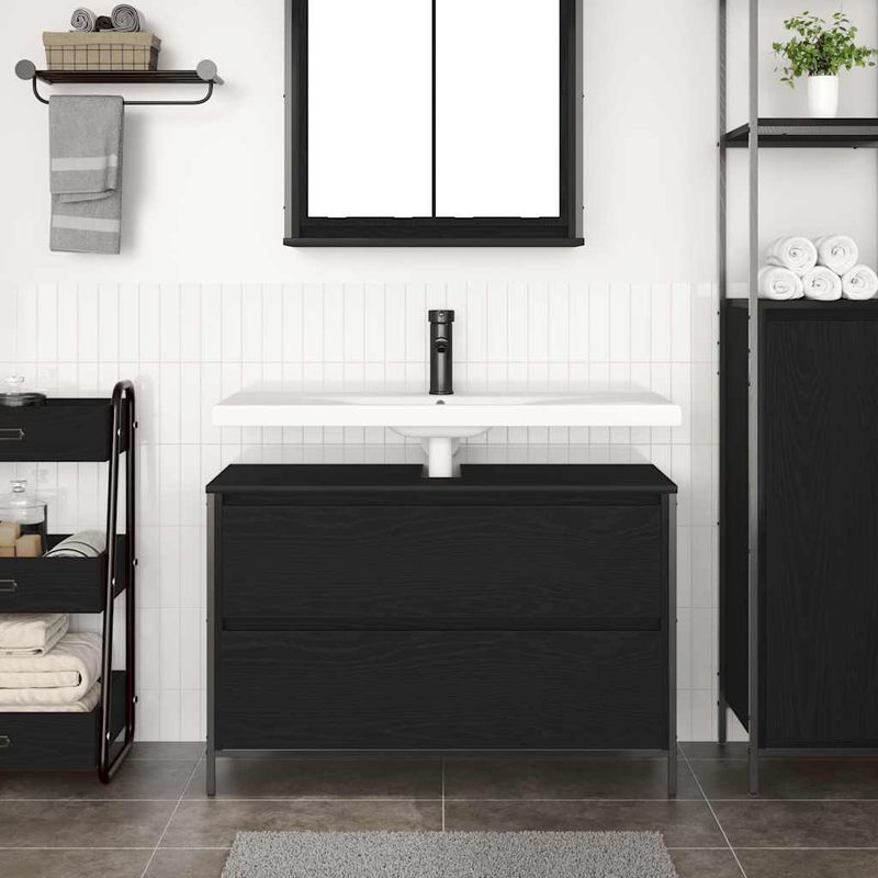 Casa si Gradina - Mobilier - Mobilier baie - Corpuri baie - Dulap pentru baie cu sertare Stejar negru 90x34,5x60 cm - Infinity.ro