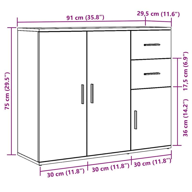 Casa si Gradina - Mobilier - Comode si corpuri - Comode - Bufeta Stejar negru 91x29,5x75 cm Lemn prelucrat - Infinity.ro