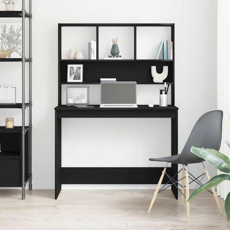 Casa si Gradina - Mobilier - Mese si birouri - Birouri - Birou cu rafturi, stejar negru, 102x45x148 cm, lemn prelucrat - Infinity.ro