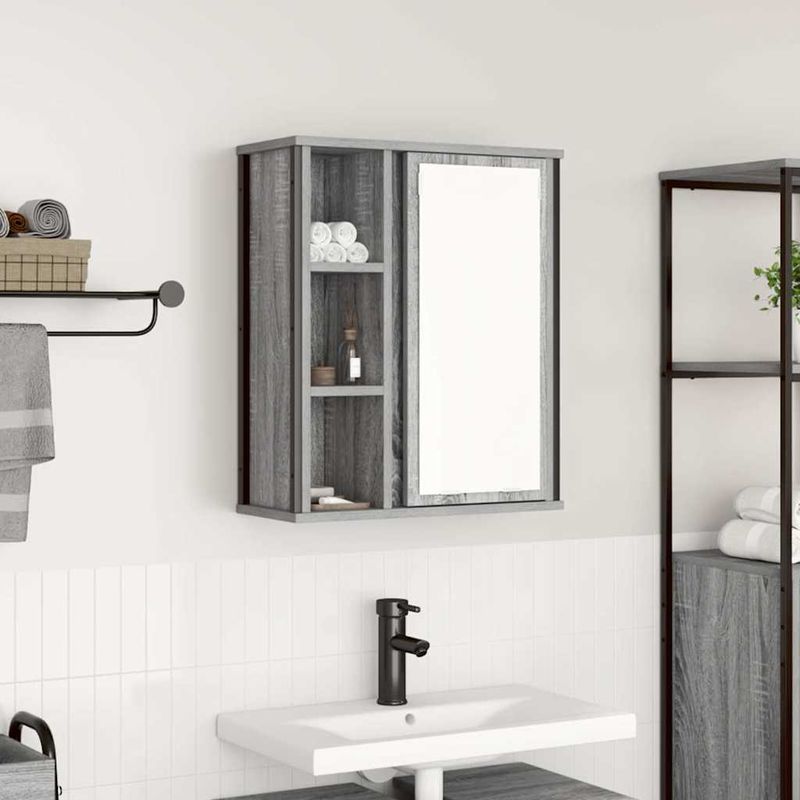 Casa si Gradina - Mobilier - Mobilier baie - Corpuri baie - Dulap de baie cu oglinda gri Sonoma 50x21x60 cm - Infinity.ro