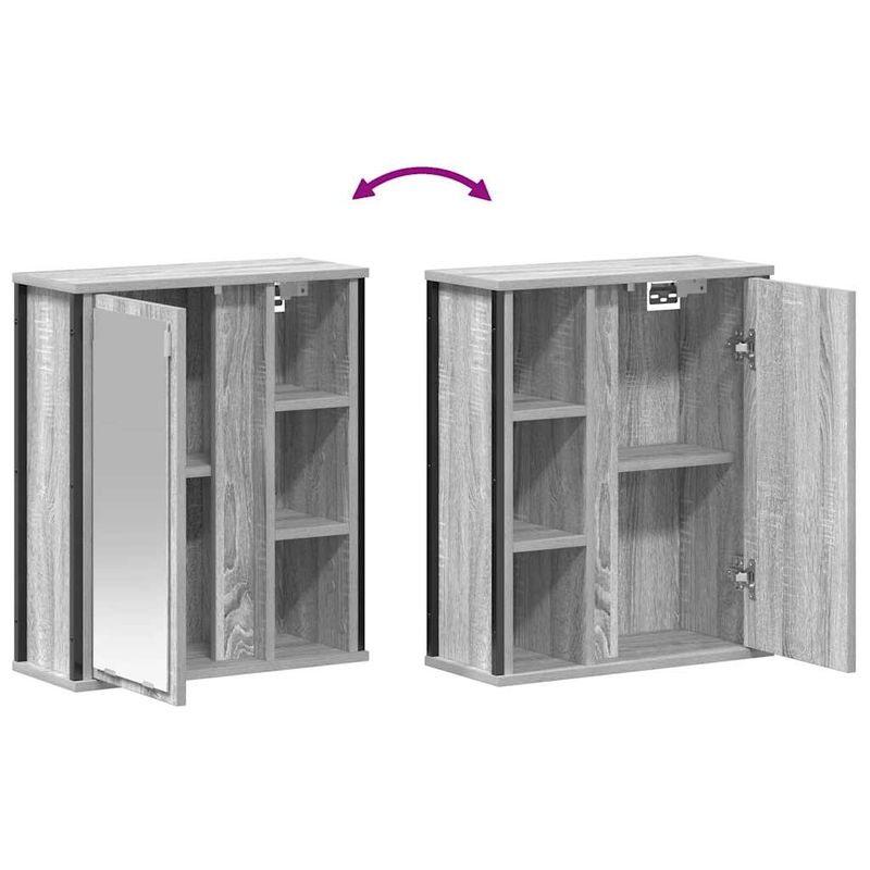Casa si Gradina - Mobilier - Mobilier baie - Corpuri baie - Dulap de baie cu oglinda gri Sonoma 50x21x60 cm - Infinity.ro