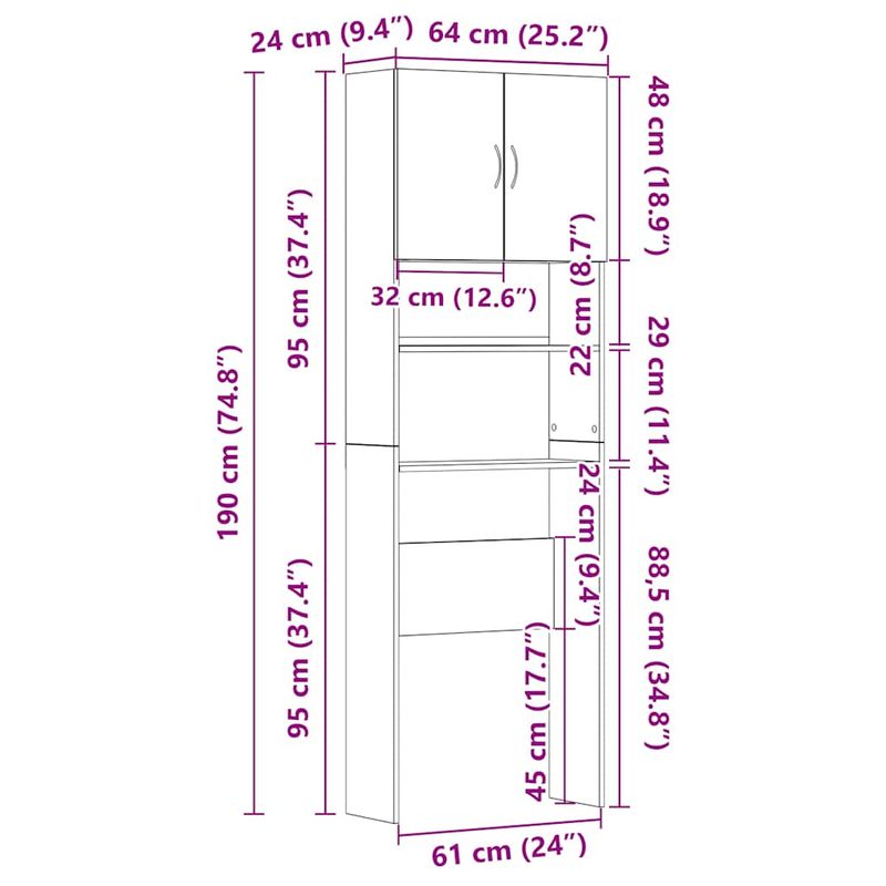 Casa si Gradina - Mobilier - Dulapuri si sifoniere - Dulapuri - Dulap pentru masina de spalat stejar negru lemn prelucrat - Infinity.ro