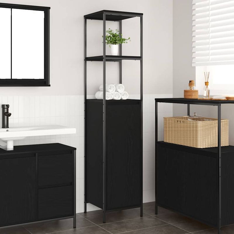 Casa si Gradina - Mobilier - Mobilier baie - Corpuri baie - Dulap de baie cu rafturi Stejar negru 36x35x165 cm - Infinity.ro