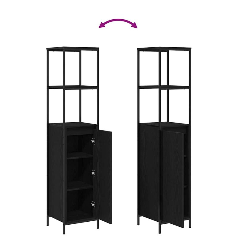 Casa si Gradina - Mobilier - Mobilier baie - Corpuri baie - Dulap de baie cu rafturi Stejar negru 36x35x165 cm - Infinity.ro