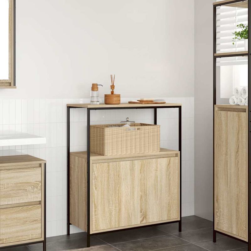 Casa si Gradina - Mobilier - Mobilier baie - Corpuri baie - Dulap de baie cu rafturi Stejar Sonoma 76,5x35x95 cm - Infinity.ro